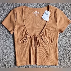 Hollister Women's  Ribbed Tie-Front Crop Top